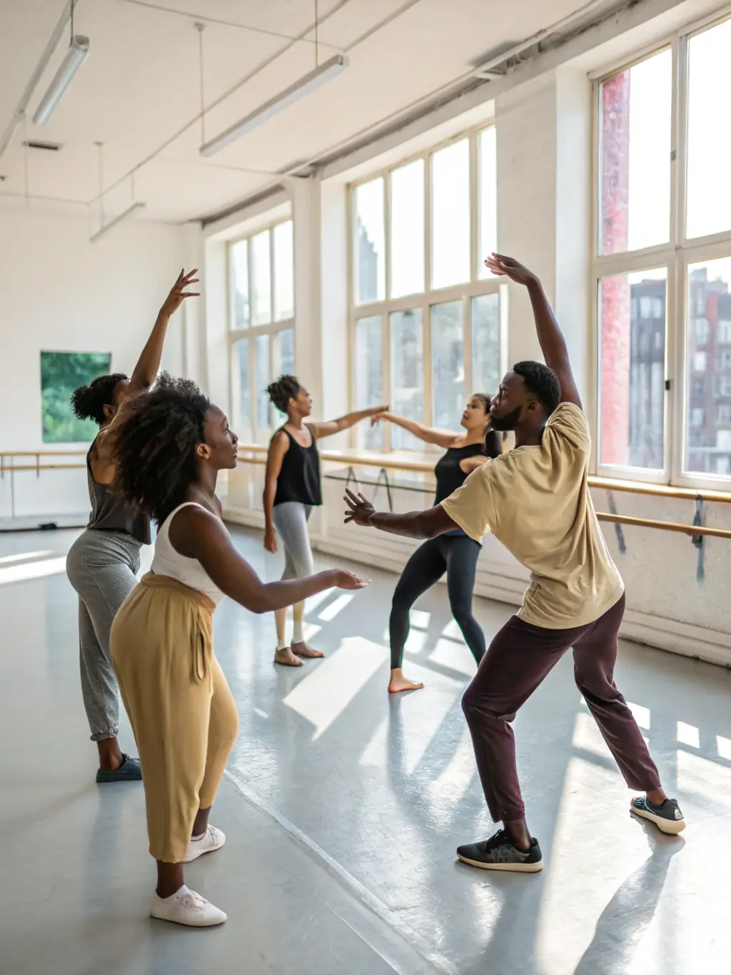 A group of people participating in an adapted dance class, expressing themselves through movement and music.