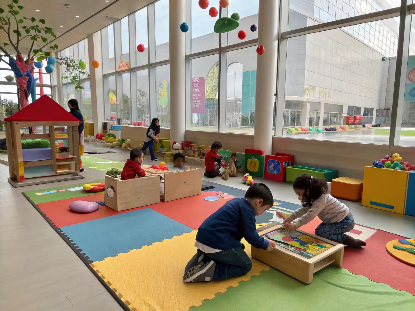 A toddler participating in a sensory play activity during an early childhood development program, emphasizing motor skills and cognitive growth.